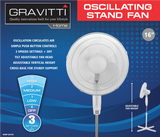 Gravitti 16" 3 Speed Oscillating Stand Fan - White