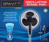 Gravitti 16" 3 Speed Oscillating Stand Fan - Black
