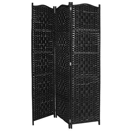 Gravitti 3 Panel Bamboo Room Divider Black-17.7" X 70.9"