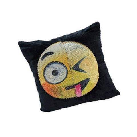 GRAVITTI 15"X15" EMOJI SEQUIN PILLOW-EMBARRASSED/ TONGUE-OUT