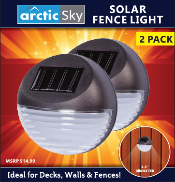 ARCTIC SKY SOLAR FENCE LIGHT-2 PACK