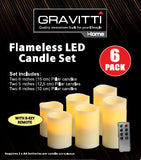 Gravitti Flameless LED Ivory Candles-4",5",6" X2