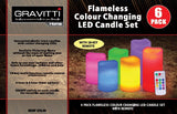 Gravitti Flameless LED Color Changing Candles- 4",5",6" X2